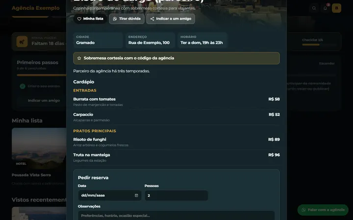 Restaurantes e passeios parceiros