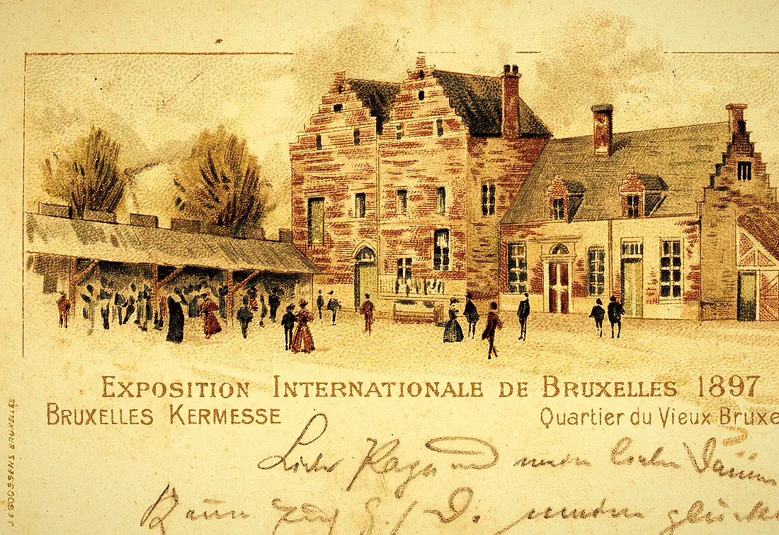 Cartão-postal ilustrado antigo, com mensagem manuscrita